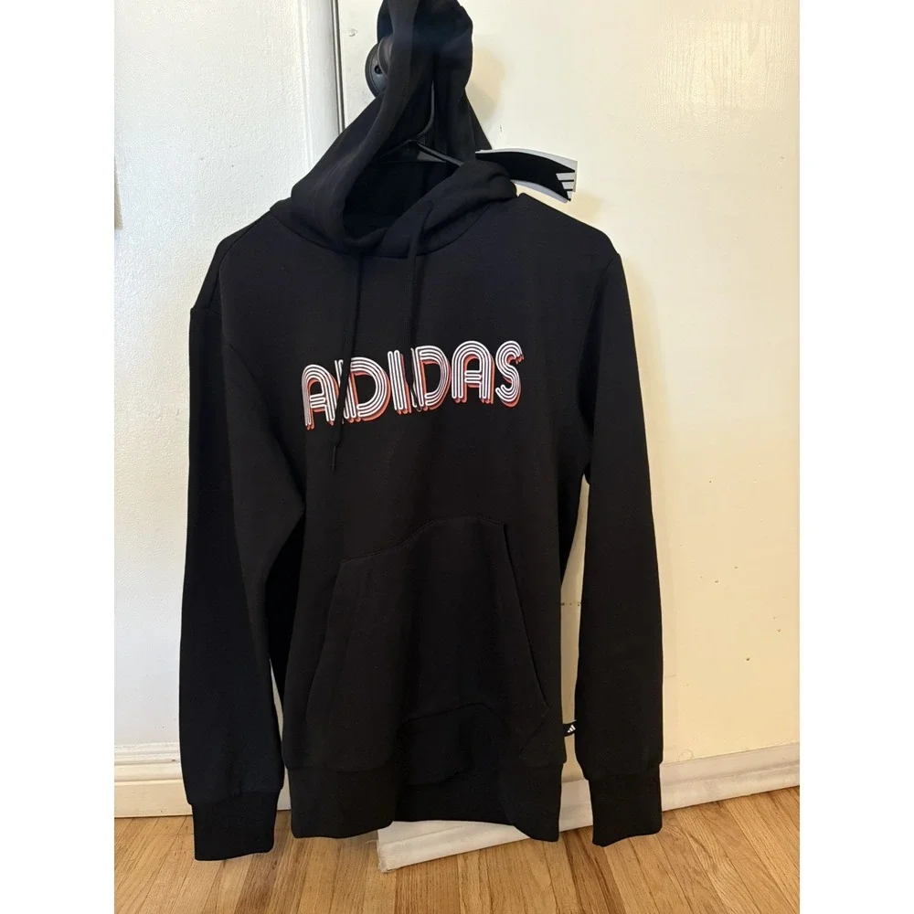Classic Men Adidas Hoodie Size Small. Black With Logo. New With Tag